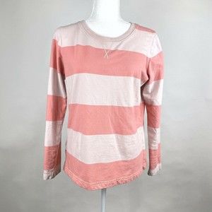 Eddie Bauer Women's Size S Two Tone Pink Rugby Stripe Long Sleeve Top
